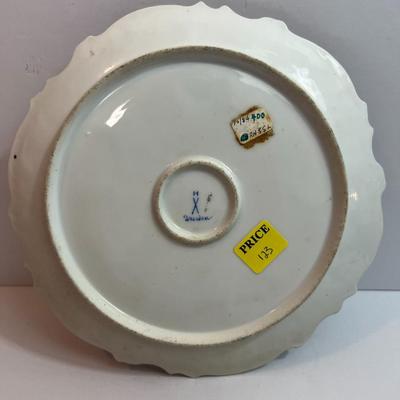 Antique Dresden Raised Porcelain Deviled Egg Dish 8-1/2" Diameter in VG Preowned Condition.