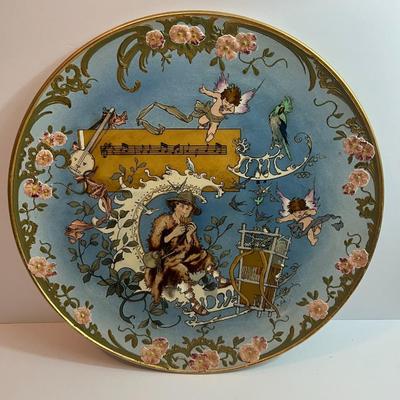 Antique METTLACH #2149 Musical Angels Charger Plate 16-1/2" Diameter in VG Preowned Condition.