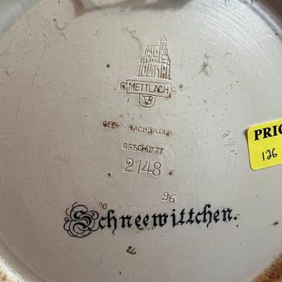 Antique METTLACH #2148 Snow White & The Seven Dwarfs Charger Plate 16" Diameter in VG Preowned Condition.