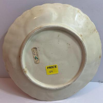 Antique Majolica Unmarked Porcelain Oyster Serving Dish 8-1/2" Diameter in Good Condition.
