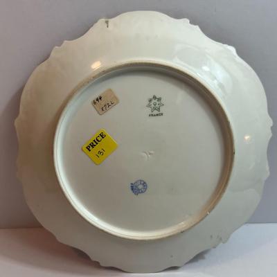 Antique Limoges France Porcelain 9" Diameter Fish Plate in Very Good Preowned Condition.