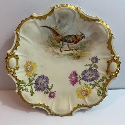 Antique Limoges France Porcelain 9-1/2" Diameter Bird/Flower Plate in Very Good Preowned Condition.