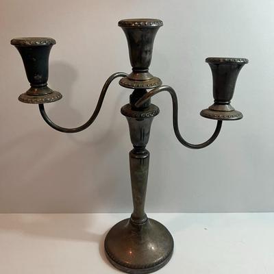 Antique Pair of Silver-Plated Sheffield Candelabras 14" Tall in Good Preowned Condition.