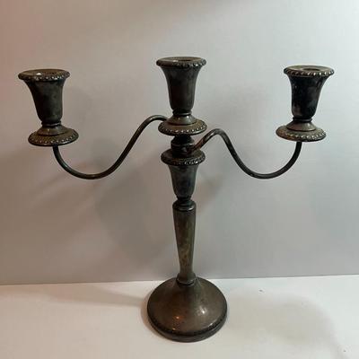 Antique Pair of Silver-Plated Sheffield Candelabras 14" Tall in Good Preowned Condition.