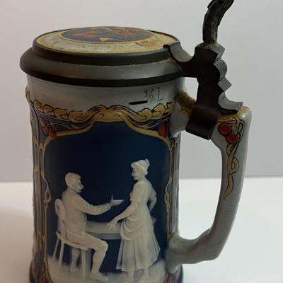 Antique METTLACH German Beer Stein 6-1/2" Tall in Good Preowned Condition.