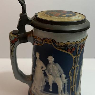 Antique METTLACH German Beer Stein 6-1/2" Tall in Good Preowned Condition.