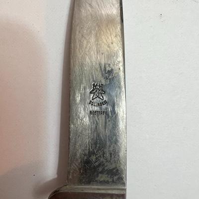 Vintage Solingen Rostfrei Germany Skinning Knife 9" Long w/Sheath as Pictured.