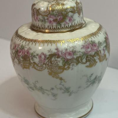 Vintage French Limoges Mini Ginger Jar w/Lid 4-1/4" Tall in Very Good Preowned Condition as Pictured.