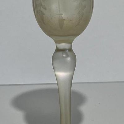 Antique Iridescent Signed Steuben/Hawkes Verre De Soie Stemed Shot Glass 5-1/3" Tall as Pictured. (No Damage but May Need Cleaning).