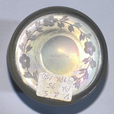 Antique Iridescent Signed Steuben/Hawkes Verre De Soie Water Glass 5" Tall as Pictured. (No Damage but May Need Cleaning).
