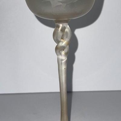 Antique Iridescent Steuben Verre De Soie Cordial Stemware Glass 7" Tall as Pictured. (No Damage but May Need Cleaning).