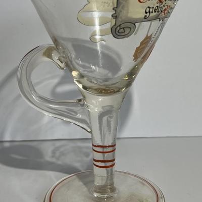 Vintage German Handled Martini Celebration Glass 6-2/3" Tall in Very Good Preowned Condition as Pictured.