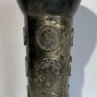Early German States Prussian c1800's Rare Silver Coin Chalis/Vase 10.25" Tall Mounted in Gilt Silver and Nicely Made.