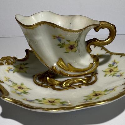 Antique AVA French Limoges Company Tea Cup & Saucer in VG Preowned Condition.