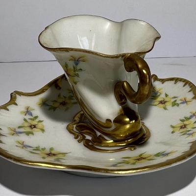 Antique AVA French Limoges Company Tea Cup & Saucer in VG Preowned Condition.