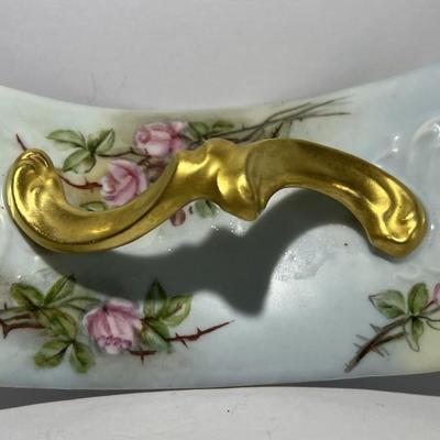 T & V Limoges France Hand Painted Porcelain Unusual Home Decor 5.75" x 2" Tall as Pictured.