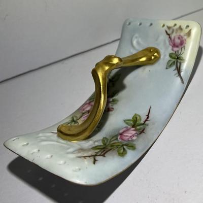 T & V Limoges France Hand Painted Porcelain Unusual Home Decor 5.75" x 2" Tall as Pictured.