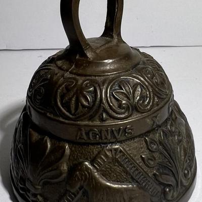 Vintage Mid-Century Brass Bell 3" Tall Made in England in Good Preowned Condition.