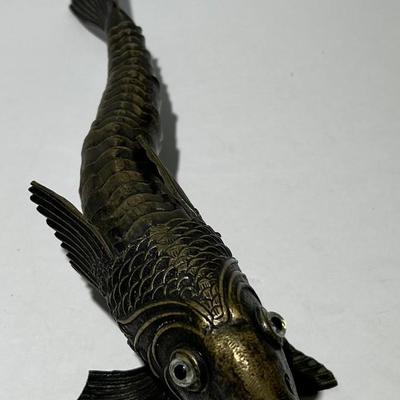 Antique Scarce Large 10.5" Long Flexible Articulated Mixed Metals Fish Decor in VG Preowned Condition.