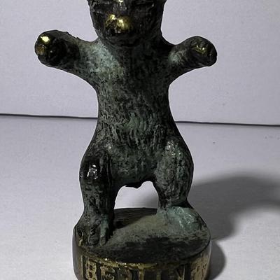 Antique Mid-Century BERLIN BEAR Bronze Figurine 2.16" Tall in Good Preowned Condition.