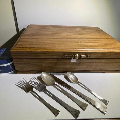 Vintage Mid-Century Modern Japanese Silver Plate & Misc w/Wooden Box as Pictured.