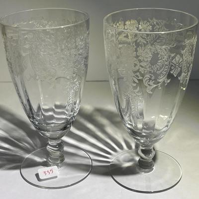 Lot of 2 Antique Cut/Etched Early Stemware Glasses in VG Preowned Condition.