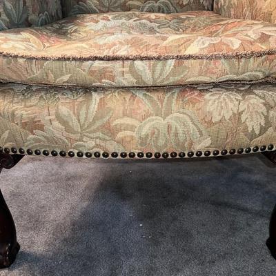 Vintage Mid-Century Strawbridge & Clothier Wing Chair w/Ottoman 43" Tall in Fair-Good Condition.