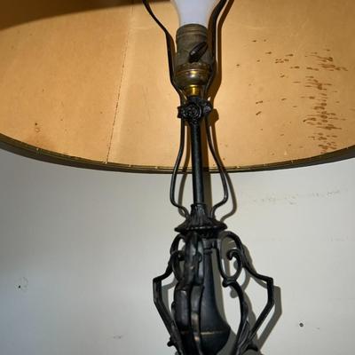 Vintage Mid-Century Cast Arts & Crafts Table Lamp 24.75" Tall as Pictured.
