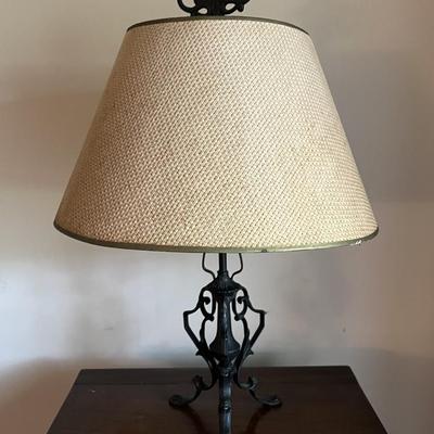 Vintage Mid-Century Cast Arts & Crafts Table Lamp 24.75" Tall as Pictured.