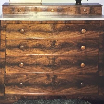 Antique Partial Marble Top Dresser 42.75" Tall, 45" Wide, 21.5" Deep in Good Preowned Condition.