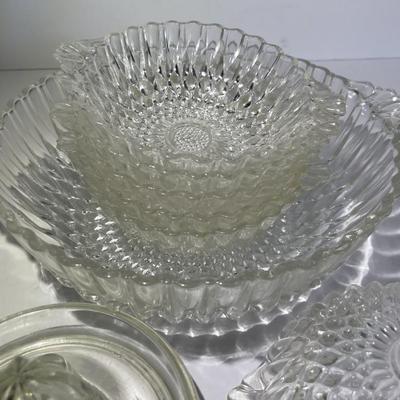 Miscellaneous Vintage Lot of Pressed Glass Serving Bowls & Etc. as Pictured.