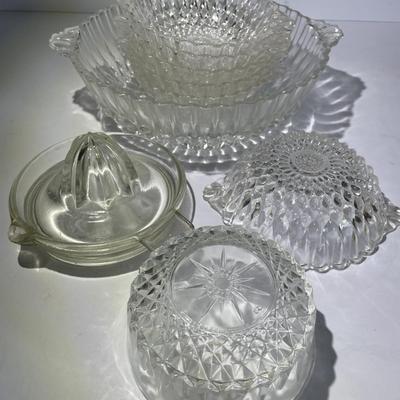 Miscellaneous Vintage Lot of Pressed Glass Serving Bowls & Etc. as Pictured.