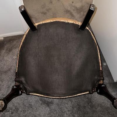 Vintage Upholstered Carved Wooden Arms & Legs in Good Preowned Condition.