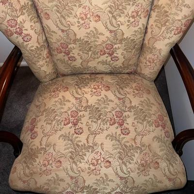 Vintage Upholstered Carved Wooden Arms & Legs in Good Preowned Condition.