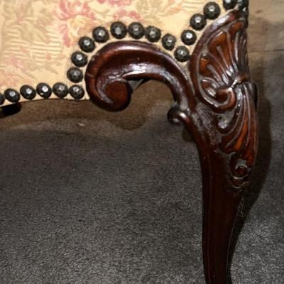 Vintage Upholstered Carved Wooden Arms & Legs in Good Preowned Condition.