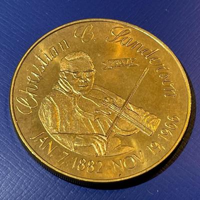 The West Chester, Pa. Coin Club Medal 1967 Commemorating Christian Sanderson Violinist in VG Condition as Pictured.