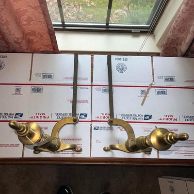 Vintage Pair of Mid-Century Fireplace Brass Andirons 22" Tall as Pictured.