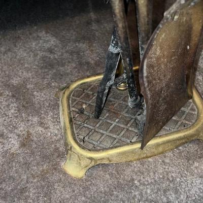 Vintage Lot of Mid-Century Brass Fireplace Tools as Pictured.