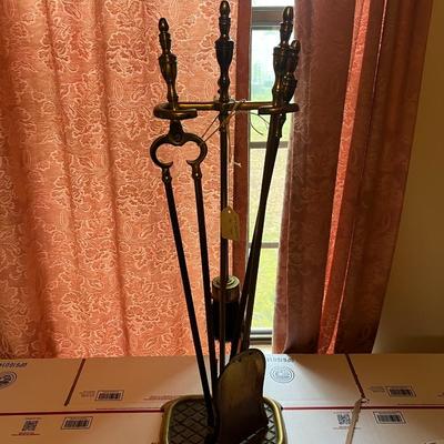 Vintage Lot of Mid-Century Brass Fireplace Tools as Pictured.