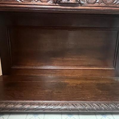 Antique Hand Carved Column Credenza w/Large Drawer 47" Long, 31" Tall & 19-1/2" Deep as Pictured.