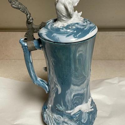 Very Rare Pâte-sur-Pâte Dog & Deer Buck Beer Stein Remarkable Detail 1-l and 10.5" Tall w/No Chips, Cracks, or Damages which is...