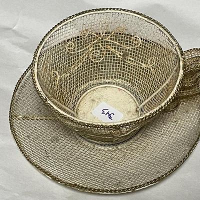 Vintage Filigree Mesh Cup & Saucer Decor in Good Preowned Condition.
