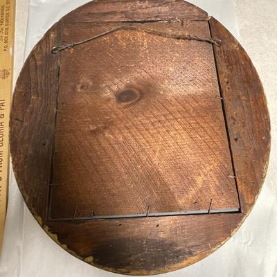 Antique Oval Gold Leaf Painted Mirror w/Wooden Back 12.25" Wide x 14.50" Tall in Good Preowned Condition.