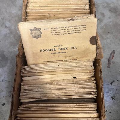 Box of Hoosier Desks Wood Samples