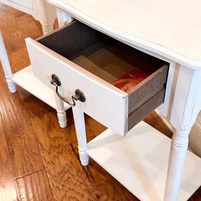 Pair (2) ~ White Distressed Accent Tables