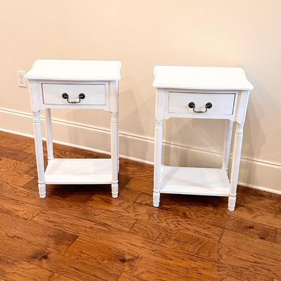 Pair (2) ~ White Distressed Accent Tables