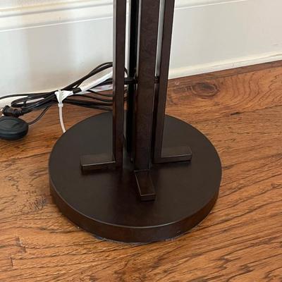 Bronze Metal Floor Lamp With Linen Drum Shade