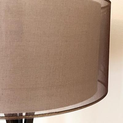 Bronze Metal Floor Lamp With Linen Drum Shade