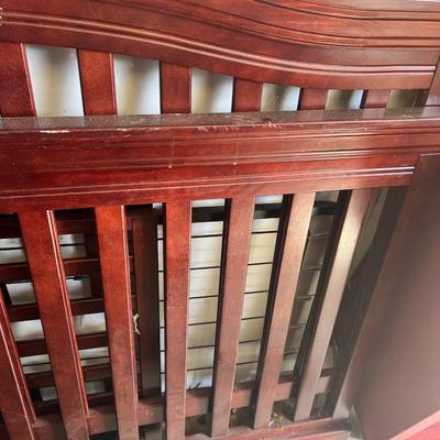 Mahogany Tone Wood Convertible Baby Crib
