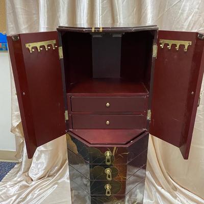Red Lacquer Jewelry Chest